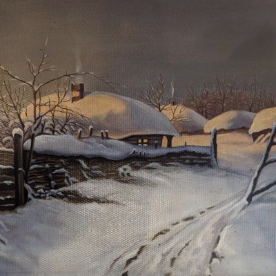 «Зима», 39x25 см, олія, картон