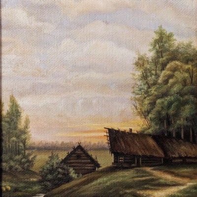 Без назви, 44x23 см, олія, картон